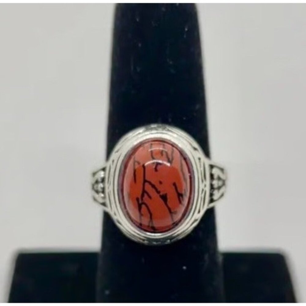 Premier Designs Spice Red Black Silver Fashion Ring Women 17 US 7 NEW